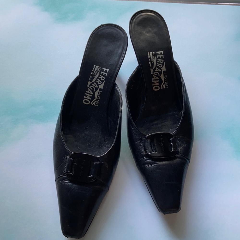 Salvatore Ferragamo squared toe heels